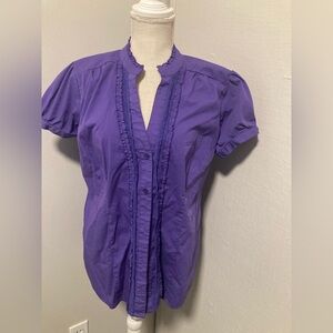 Maurices Purple Ruffle-Trim Button Front Blouse